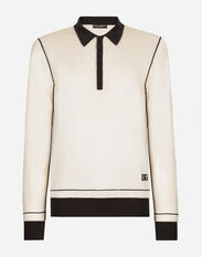 Dolce & Gabbana Long-sleeved silk polo-shirt Brown GXZ04TJBSG0