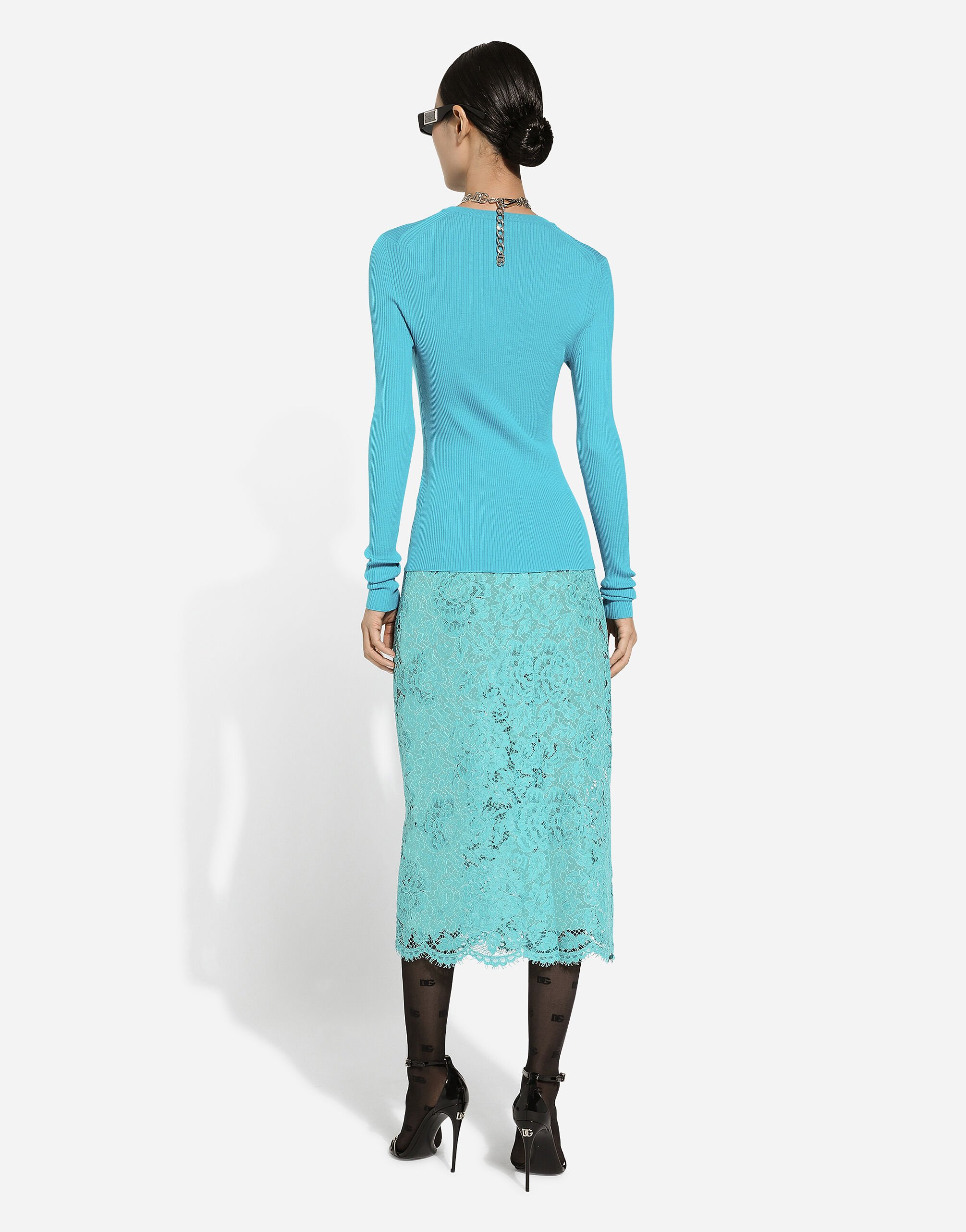 Turquoise floral pencil skirt hot sale