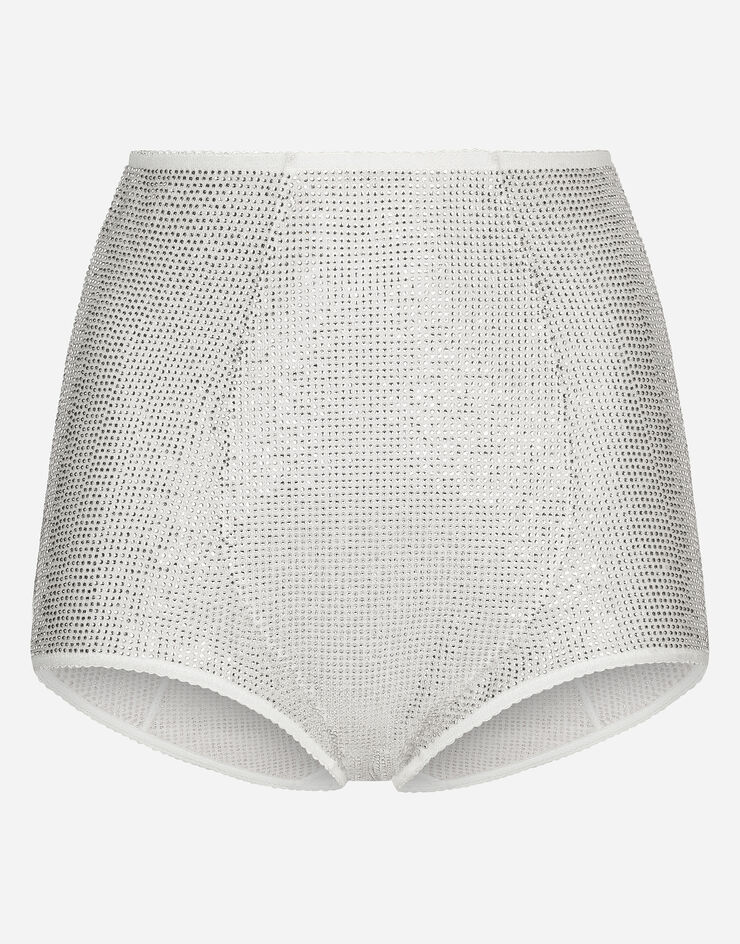 Dolce & Gabbana KIM DOLCE&GABBANA High-waisted panties with fusible rhinestones Azure O2A68TFLEAA