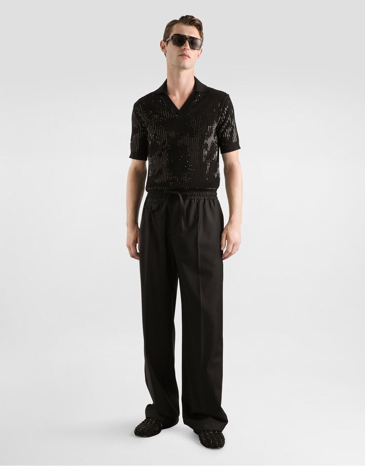 Dolce & Gabbana Wool and silk polo shirt Black GXZB5ZJGMEI