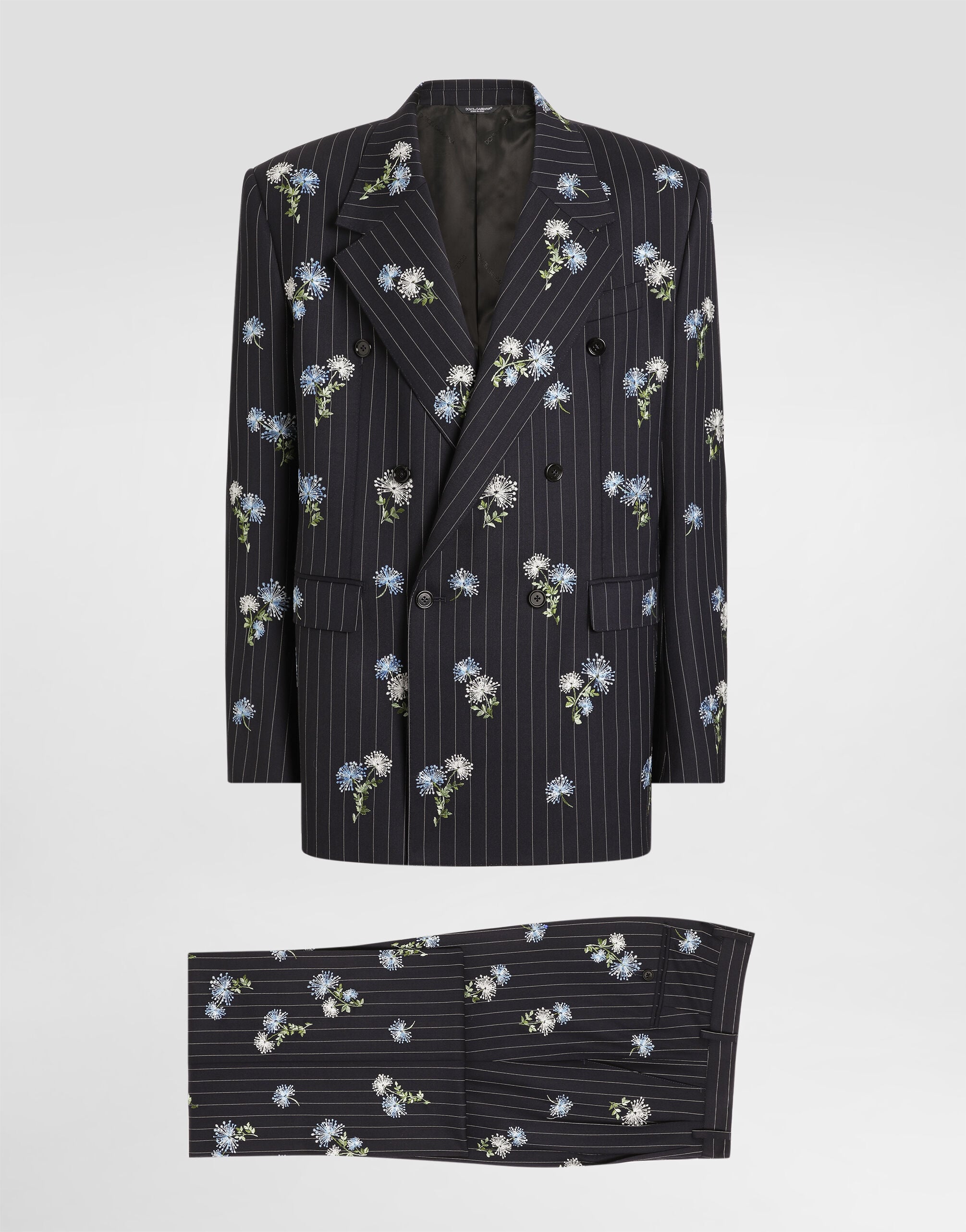 Double-breasted palermo wool suit with embroidery in Multicolor