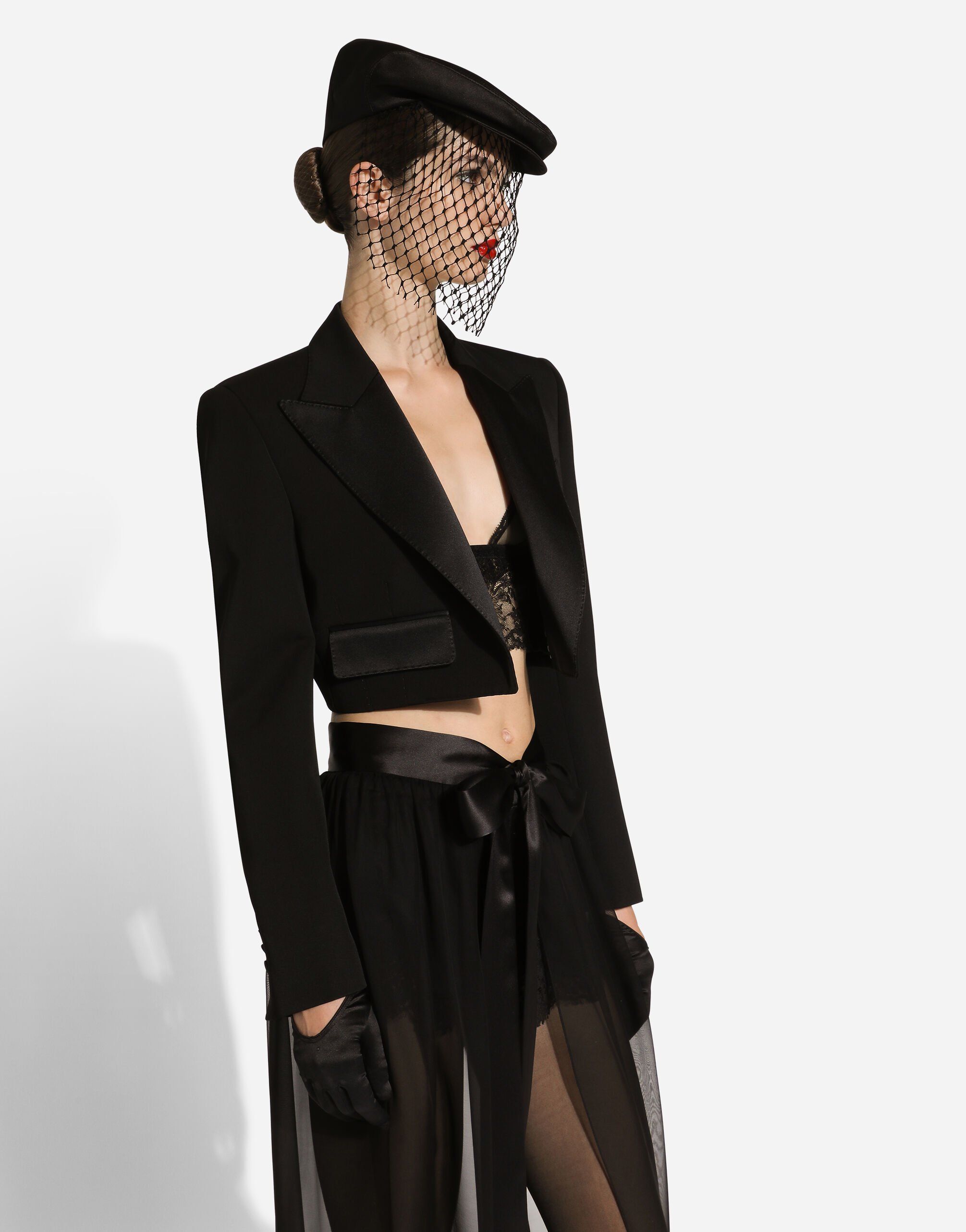 ジャケット Dolce&Gabbana Spencer Black Wool Gabardine Tuxedo Wool gabardine Spencer tuxedo jacket in Black for Women