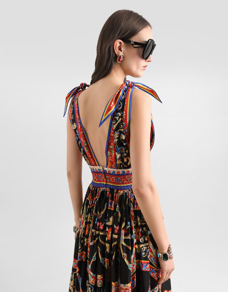 Dolce & Gabbana Carretto-print long poplin dress Multicolor F615ZTGDDTF