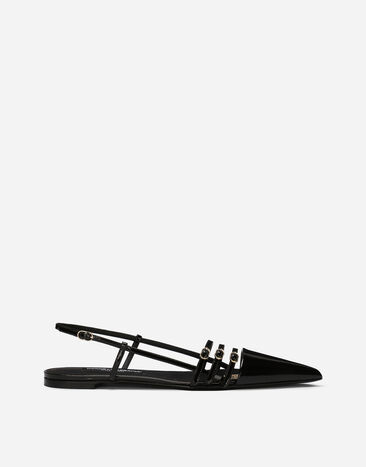 Dolce & Gabbana حذاء بكعب مكشوف ومصنوع من جلد لامع أسود F290XTFU28D
