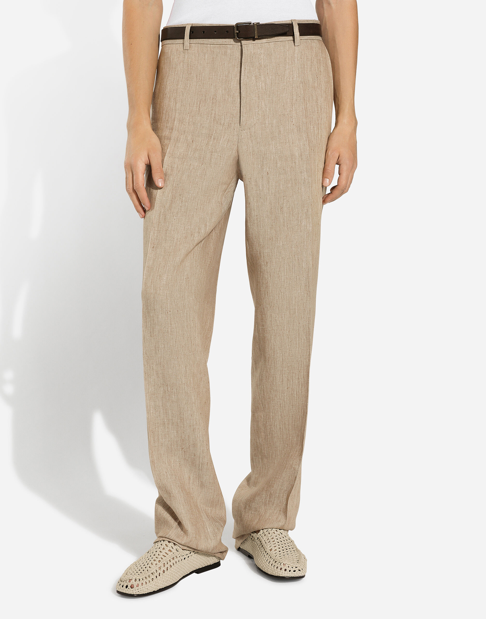 パンツ 00s archive DOLCE&GABBANA linen Slacks Dolce & Gabbana Women SS2001 Suede Fringed Embellished Pants