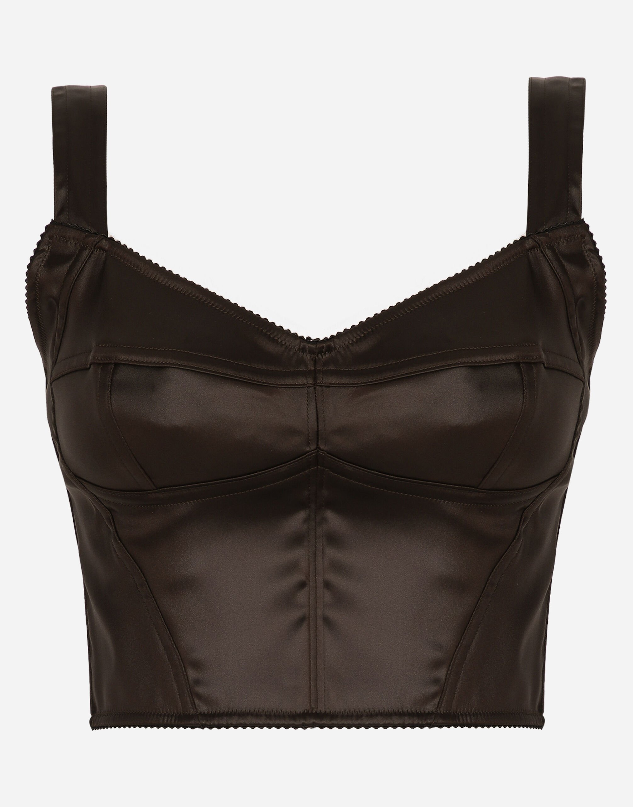 Dolce&Gabbana Shiny satin corset top Brown F4CPETFUWEU