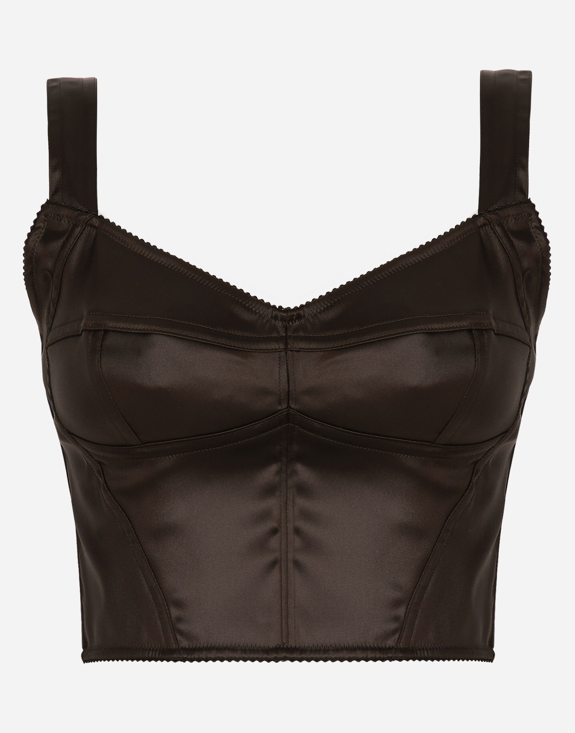 Dolce&Gabbana Shiny satin corset top Brown F7W98TFURMV