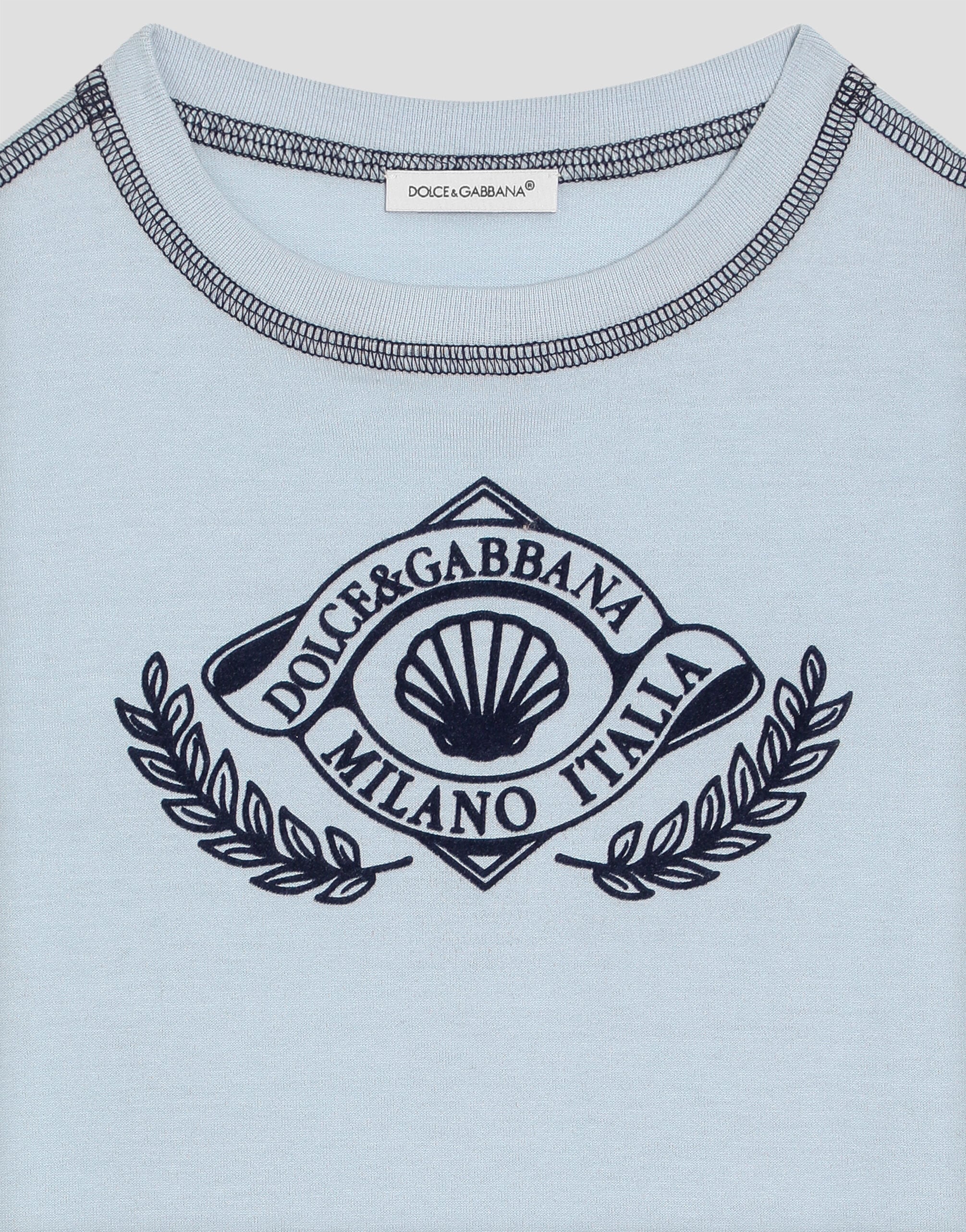 Dolce & Gabbana ロゴプリント ワンピース 7/8 Short-sleeved jersey t-shirt with DG in Azure for Boys