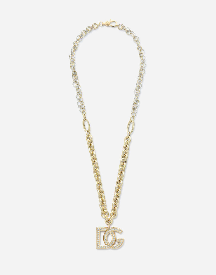 Dolce & Gabbana Collana Logo in oro giallo e bainco 18kt con zaffiri incolore Oro Bianco/Giallo WNMY1GWSAPW