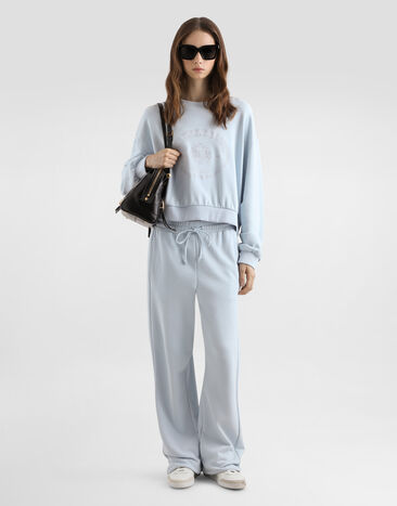 Dolce & Gabbana Sweatshirt with double embroidery Azure F9Q92ZGDDMO