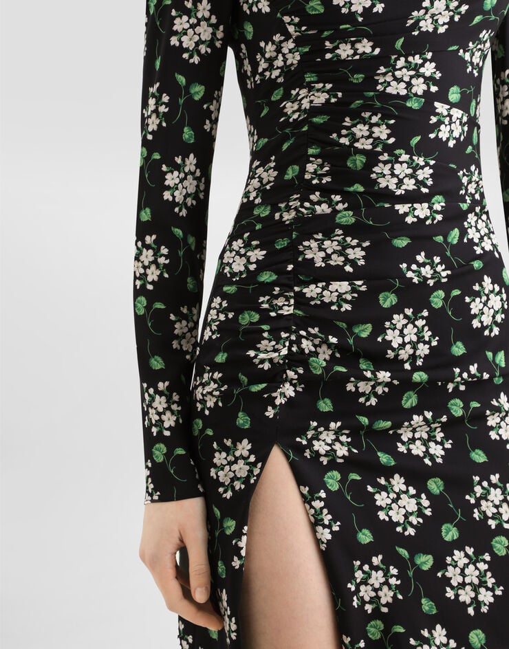 Dolce & Gabbana Geranium bouquets-print charmeuse dress Dolce & Gabbana Geranium bouquets-print charmeuse dress Multicolor F664HTFSA85