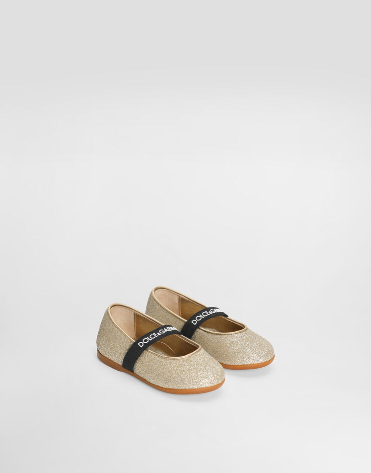 Dolce & Gabbana ラメファブリック バレエ フラット ゴールド D20095AA745