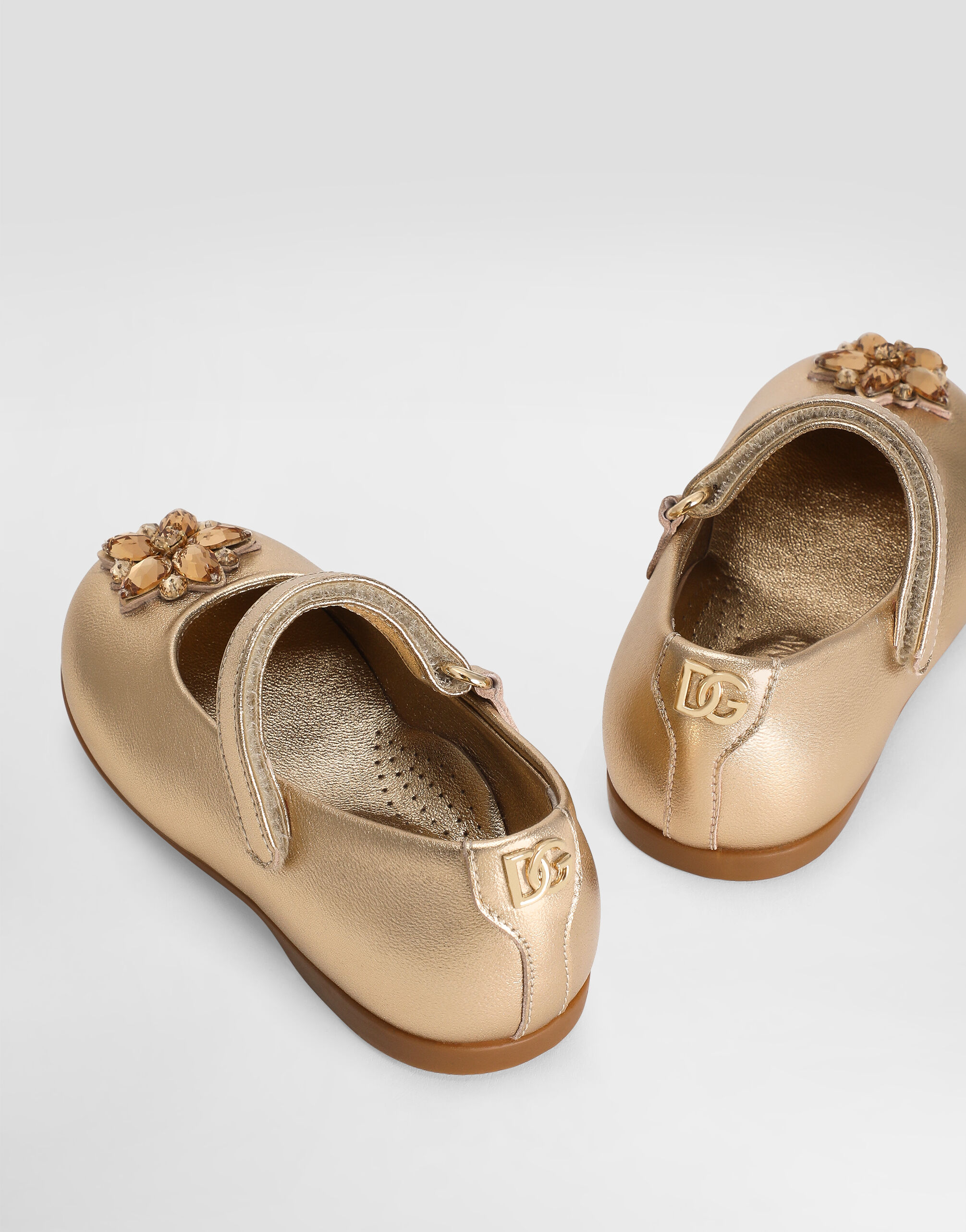 Goldのガールズ ブローチ ナッパ レザー バレエ フラット | Dolce&Gabbana®