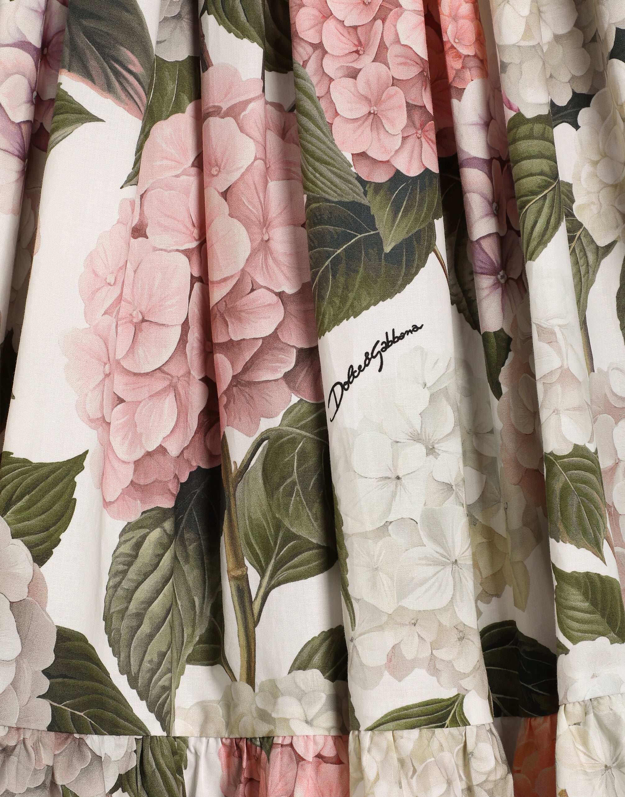 Hydrangea-print poplin dress in Multicolor for Girls