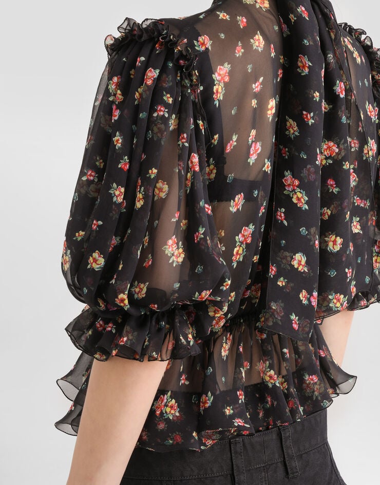 Dolce & Gabbana Small floral-print chiffon top Dolce & Gabbana Small floral-print chiffon top Multicolor F7BG5TIS10V