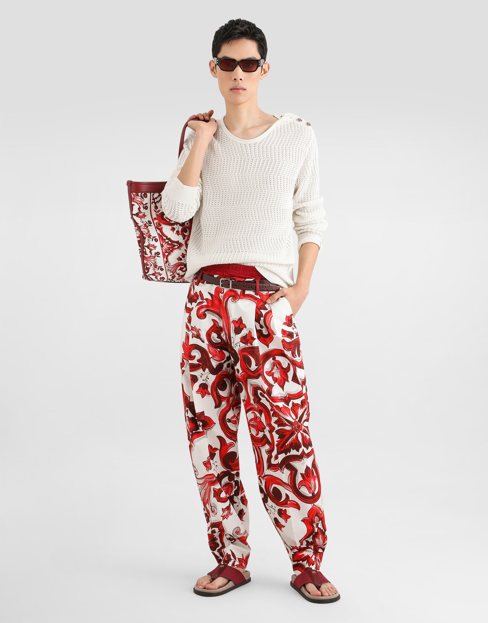 Crochet pullover in silk in Multicolor for Men | Dolce&Gabbana® US