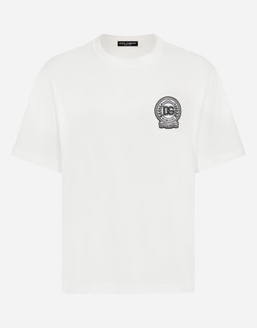 Dolce & Gabbana T-Shirt aus bedruckter Baumwolle mit Logostickerei Drucken G8RV9TII7CZ