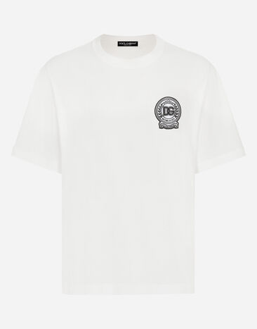 Dolce & Gabbana Camiseta de algodón con logotipo bordado Blanco G8PN9ZG7NYE