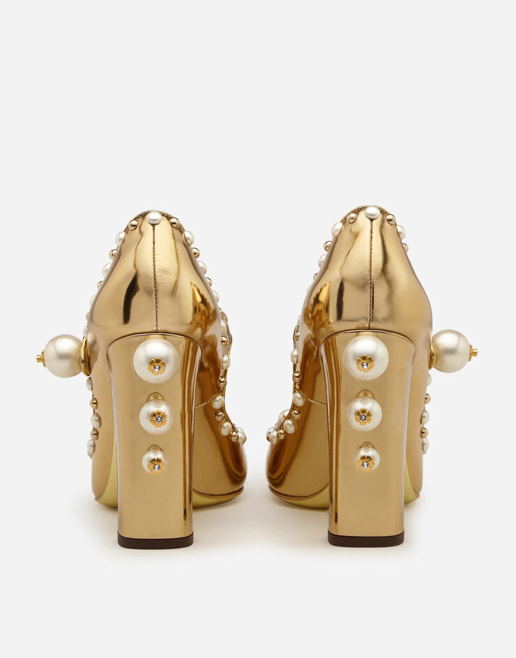 Dolce & Gabbana Mirrored calfskin Mary Jane shoes with jewel embroidery DORÉ CD0983AJ684