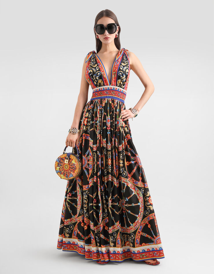 Dolce & Gabbana Carretto-print long poplin dress Multicolor F615ZTGDDTF