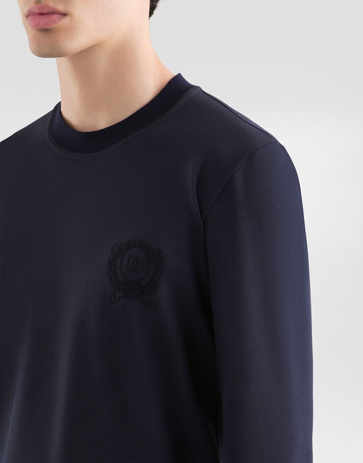 Dolce & Gabbana Technical piqué t-shirt Blue G8SW5ZHU7WZ