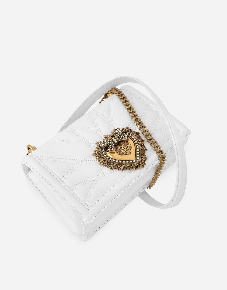 Dolce & Gabbana حقيبة ديفوشن متوسطة من جلد نابا مبطن أبيض BB7158AW437