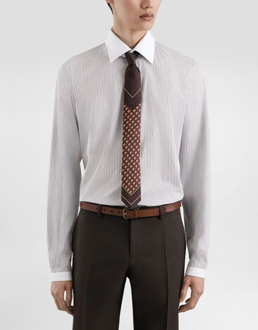 Dolce & Gabbana Corbata en sarga de seda con micromotivos y logotipo Multicolor GT149EG0WV2