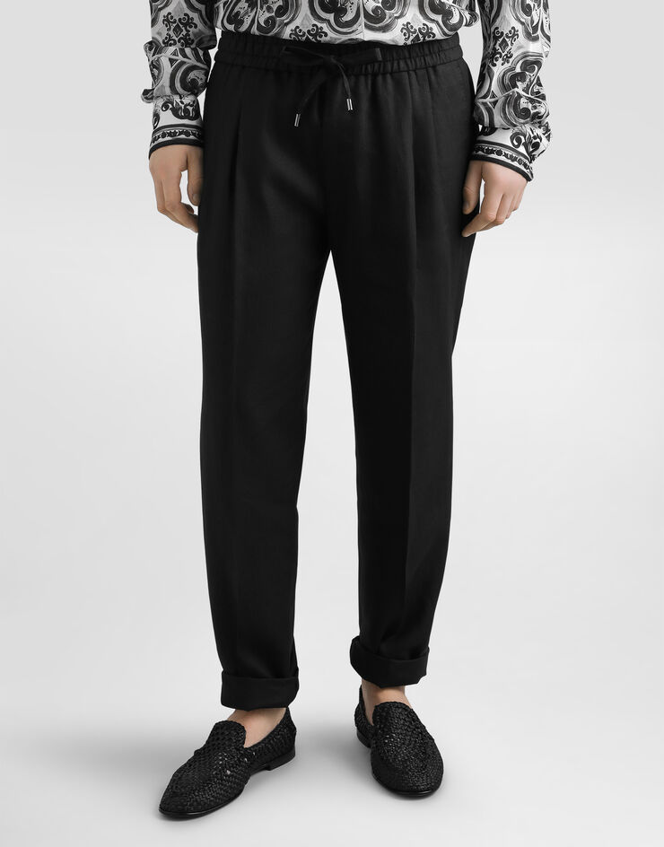 Dolce & Gabbana Linen jogging trousers Black GP12RZFU4JB