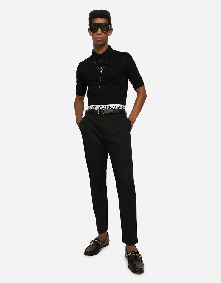 Dolce & Gabbana سروال صوف وحرير أسود GY6FETFUFJR