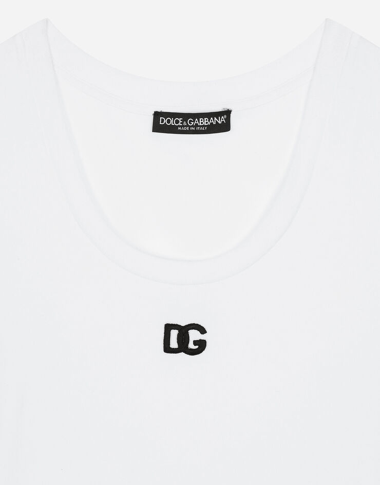 Dolce & Gabbana Camiseta de punto con logotipo DG Blanco F8U71ZFUEEY