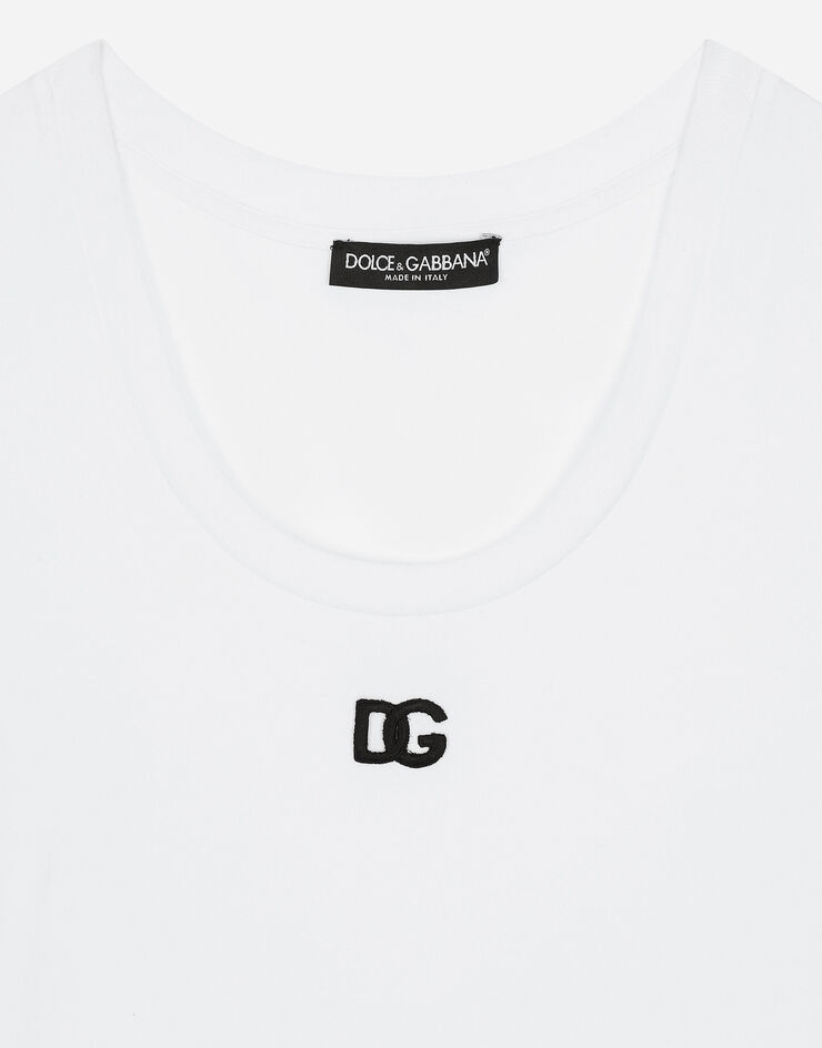 Dolce & Gabbana T-shirt en jersey à logo DG Blanc F8U71ZFUEEY