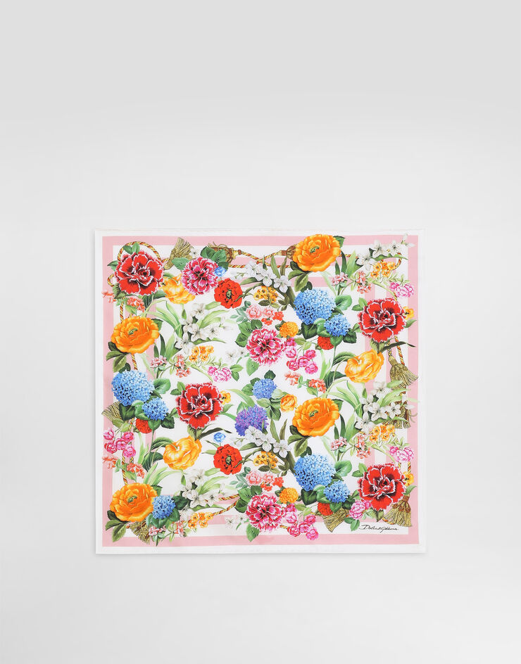 Dolce & Gabbana Foulard 50 x 50 en sergé de soie à imprimé fleurs Imprimé FN093RGDCV8