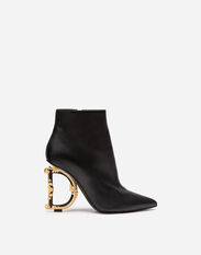Dolce&Gabbana Nappa leather ankle boots with baroque DG detail Black CT1001AQ513