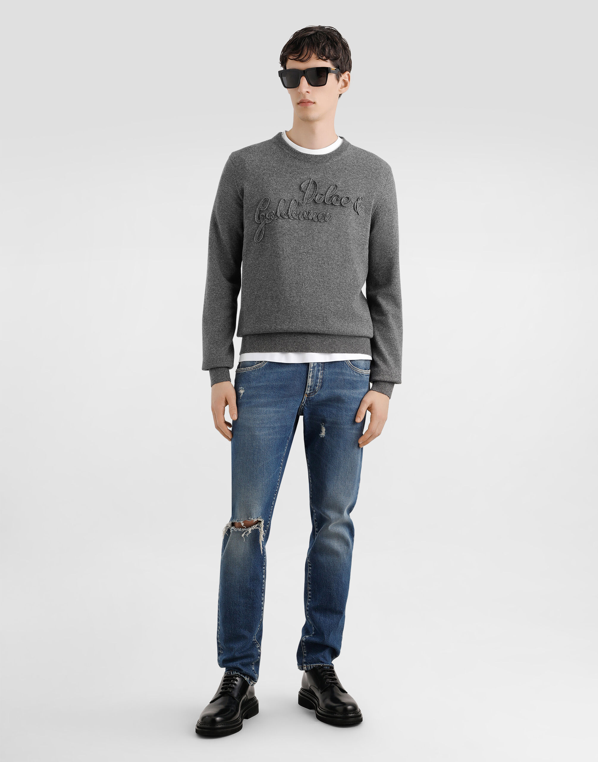 DOLCE&amp;GABBANA ウール プルオーバーニット Greyのメンズ ウール プルオーバー | Dolce&Gabbana®