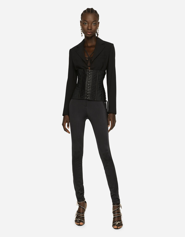 Dolce & Gabbana Woolen bustier jacket with lacing Black F29JXTGDZ78