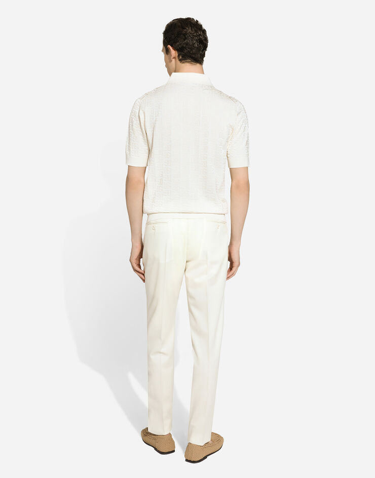 Dolce & Gabbana Silk jacquard polo-shirt with DG logo White GXZ15TJBSKE