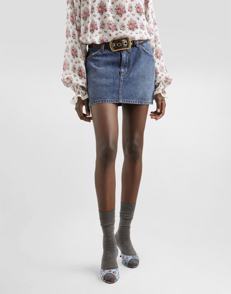 Dolce & Gabbana Denim skirt Multicolor F4C6NDG8OB3