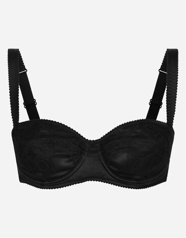 Dolce & Gabbana Satin balconette bra with lace detailing Black O7A00TONO13