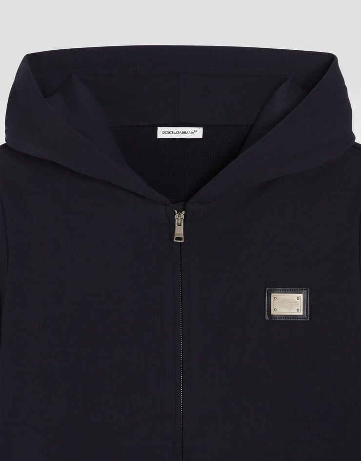 Dolce & Gabbana Felpa con cappuccio con placca logo Blu L4JW2VG7P1V