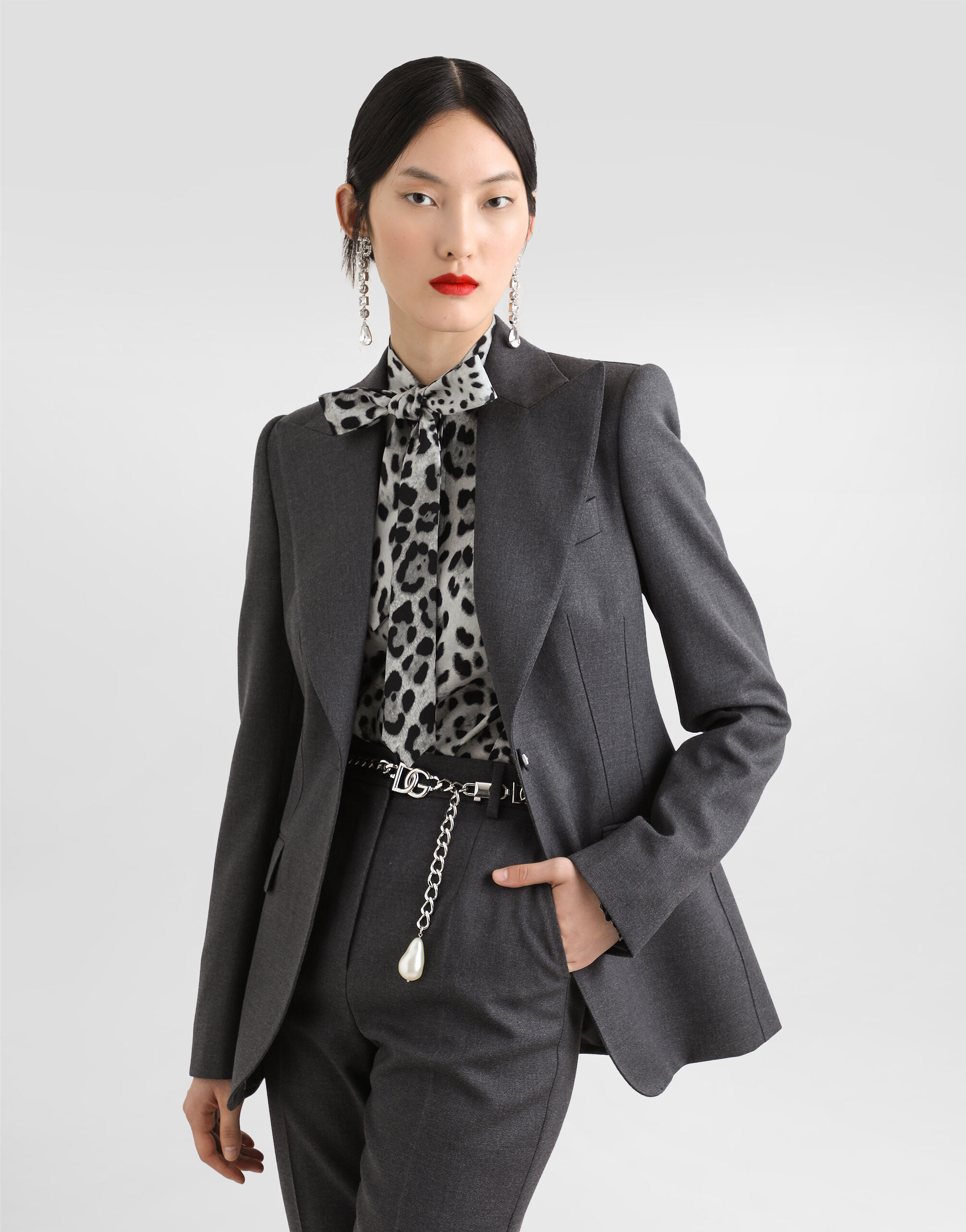 DOLCE&GABBANA レザージャケット キルティング グレー 49097\