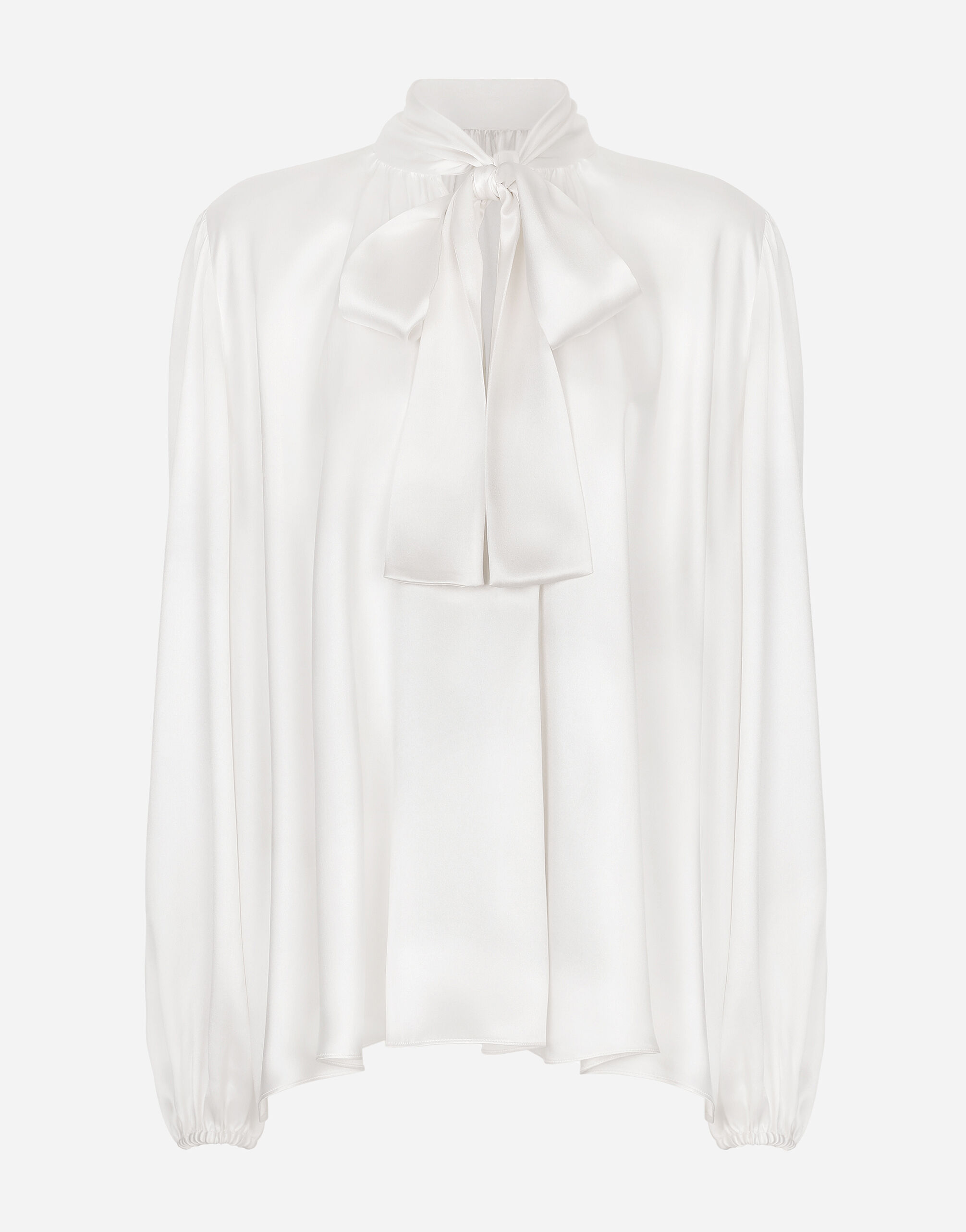 White satin blouse with bow discount