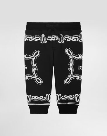 Dolce & Gabbana Cotton fleece jogging pants with bandanna print Azure L13Q60FR50R