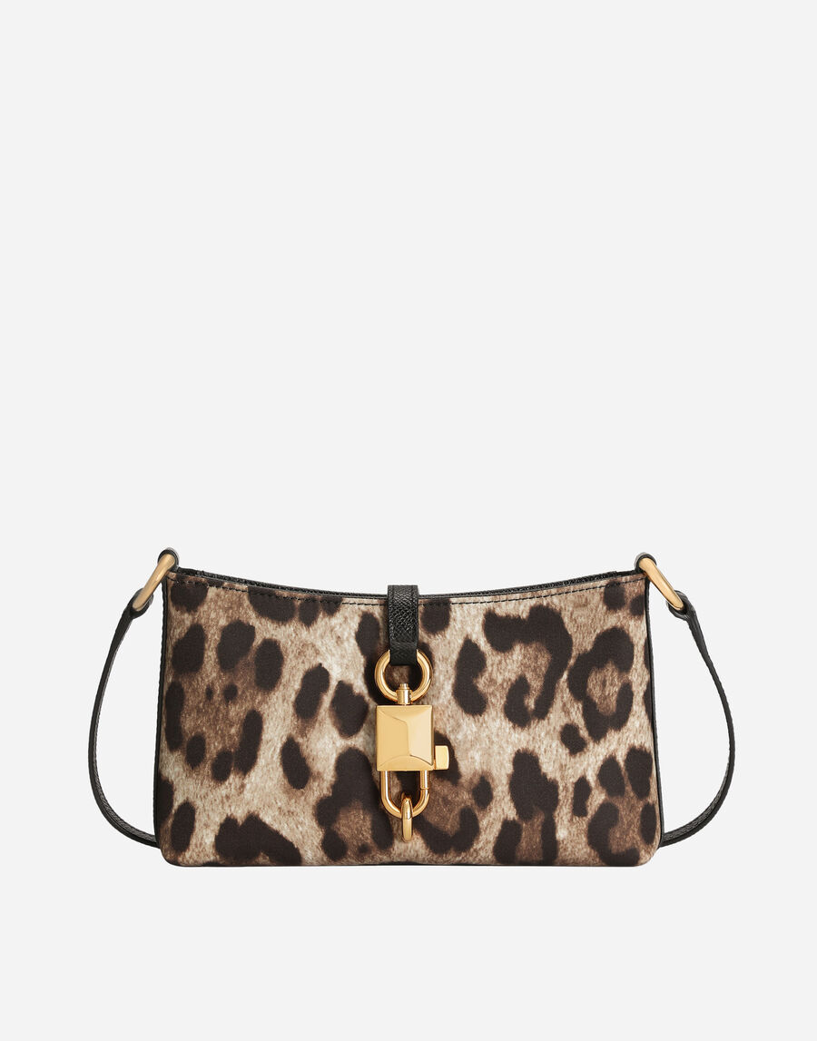 Leopard-print lock shoulder bag