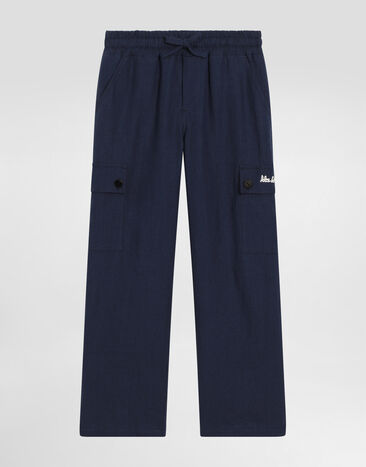 Dolce & Gabbana Canvas pants with Dolce&Gabbana logo Grey L4JPJPG7N2A