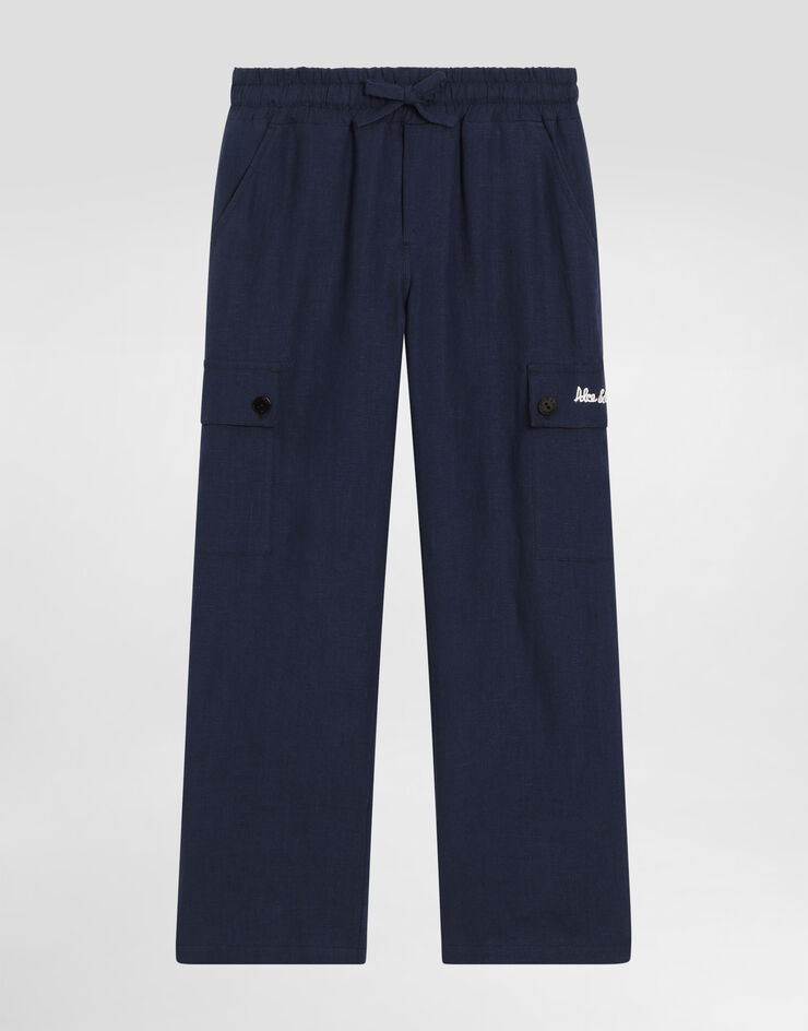 Dolce & Gabbana Pantalón de tela con logotipo Dolce&Gabbana Azul L44P76FU4GI