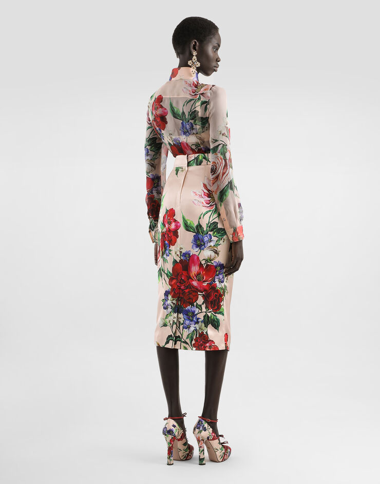 Dolce & Gabbana Chemise en mousseline à imprimé fleurs et manches longues Imprimé F5R64TIS1Y7