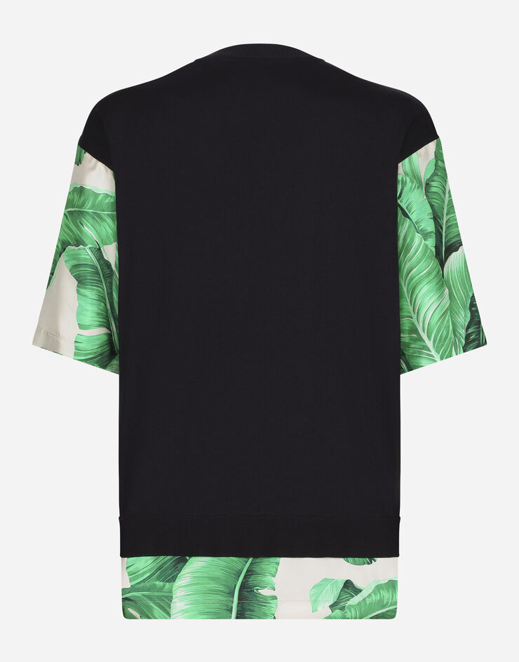Dolce & Gabbana Round-neck silk sweater with banana tree print Print GXX06TJFMX4