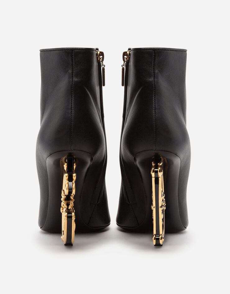 Dolce & Gabbana Nappa leather ankle boots with baroque DG detail NERO CT0635AV967