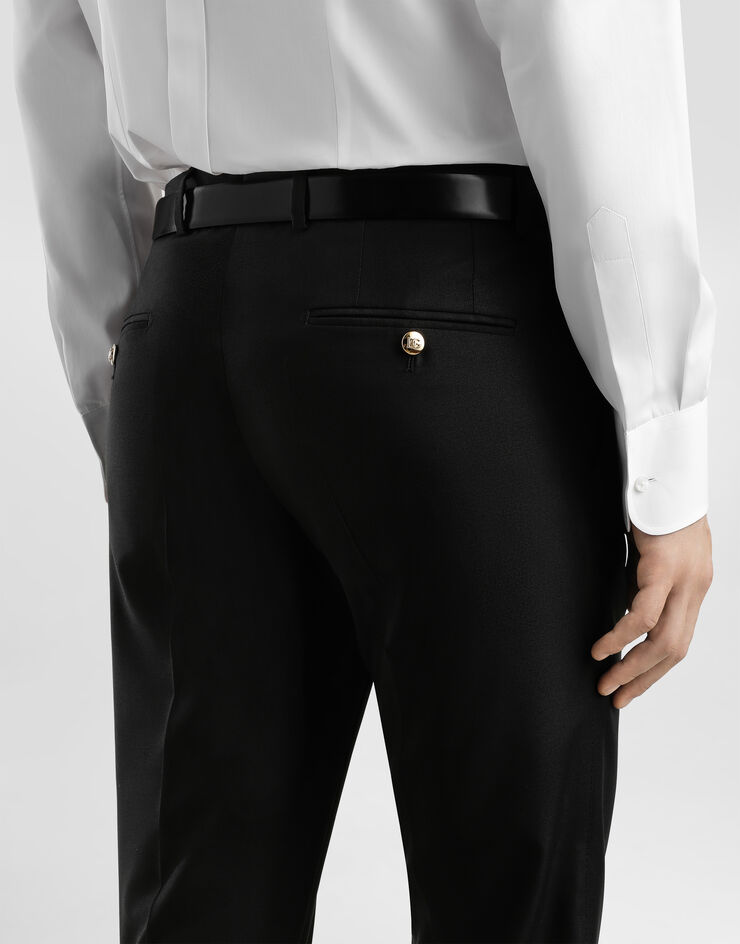 Dolce & Gabbana Sartoriale Hose mit Bundfalten aus Wolle und Seide Schwarz GY5UMZFU3H1