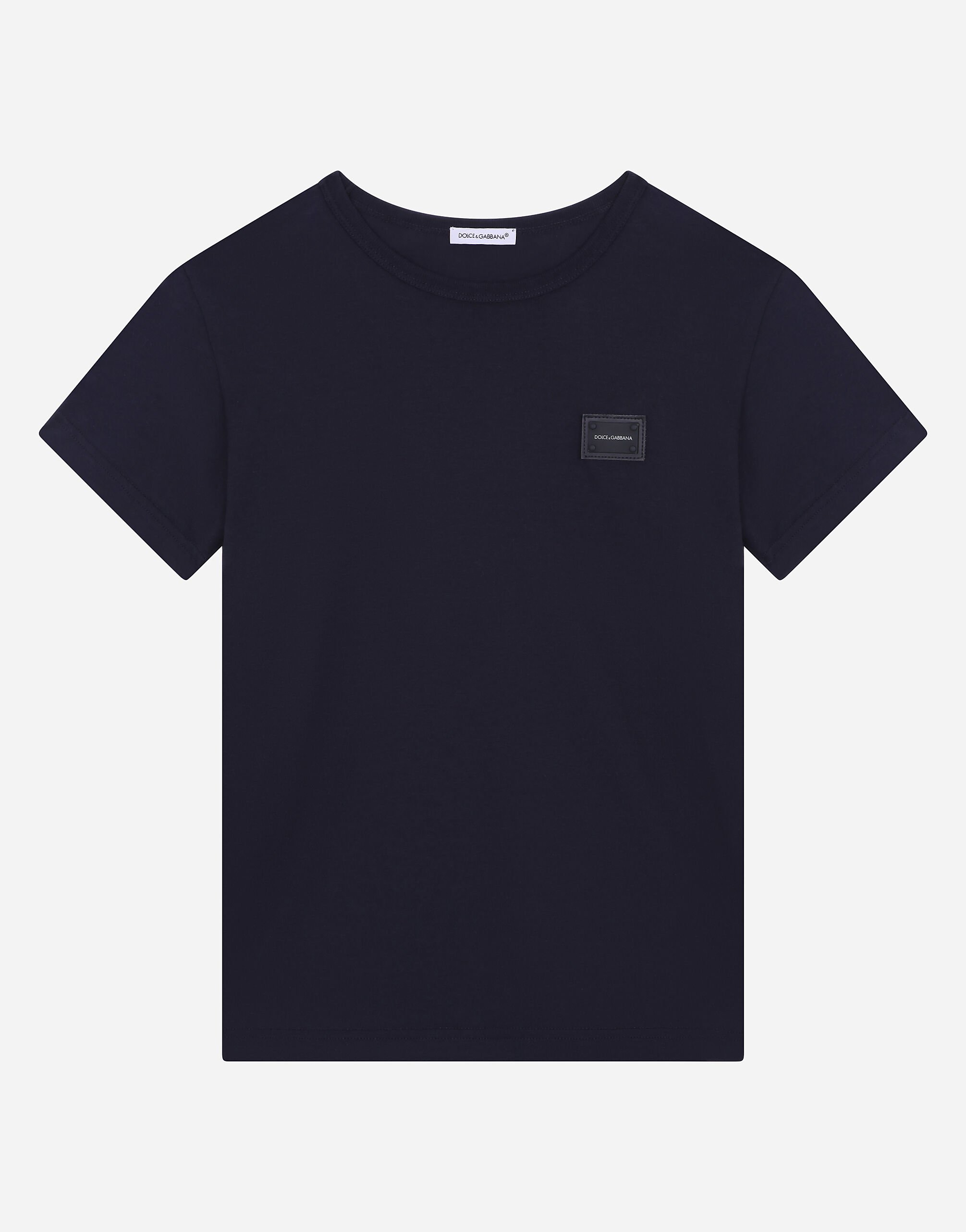 Dolce & Gabbana Jersey T-shirt with logo tag Blue L52F76LDC18